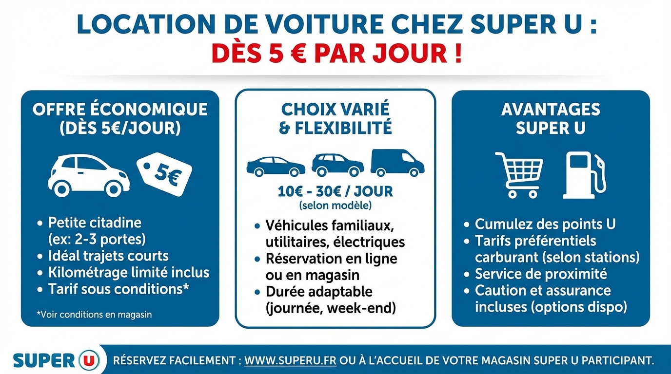 Louez une voiture chez super u dès 5 euros par jour 1 Tarifs et options de location