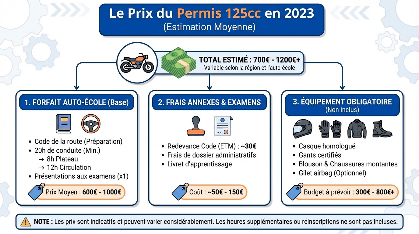 Les différents tarifs du permis 125cc