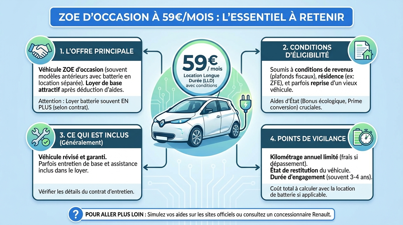 Zoe d'occasion à 59€ par mois : tout ce qu'il faut savoir 1 Les offres à 59€ par mois