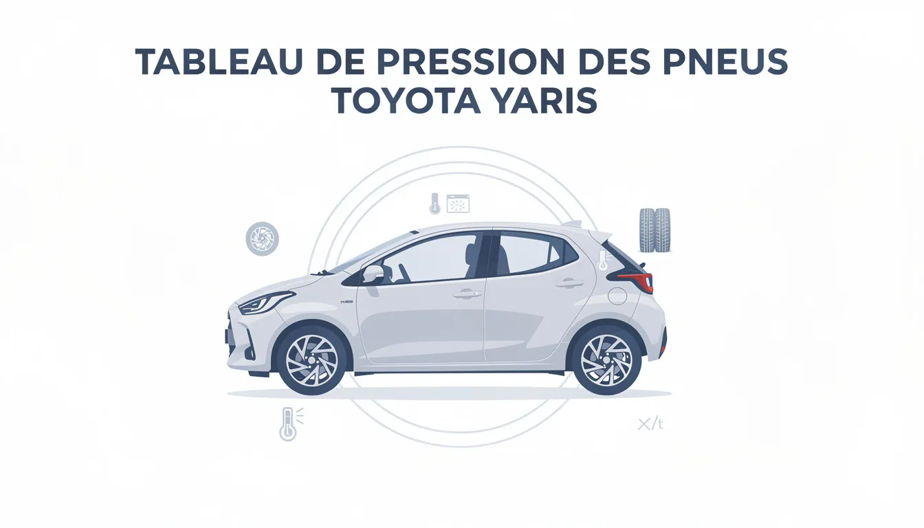 Tableau de pression des pneus Toyota Yaris